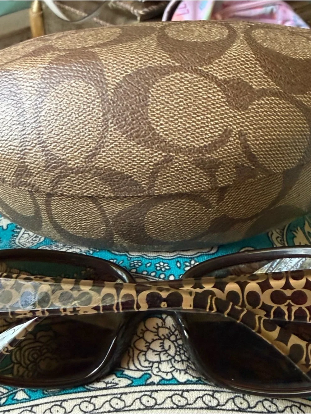 Coach Brown Patterned Sunglasses with Dark Lenses - Picture 6 of 10